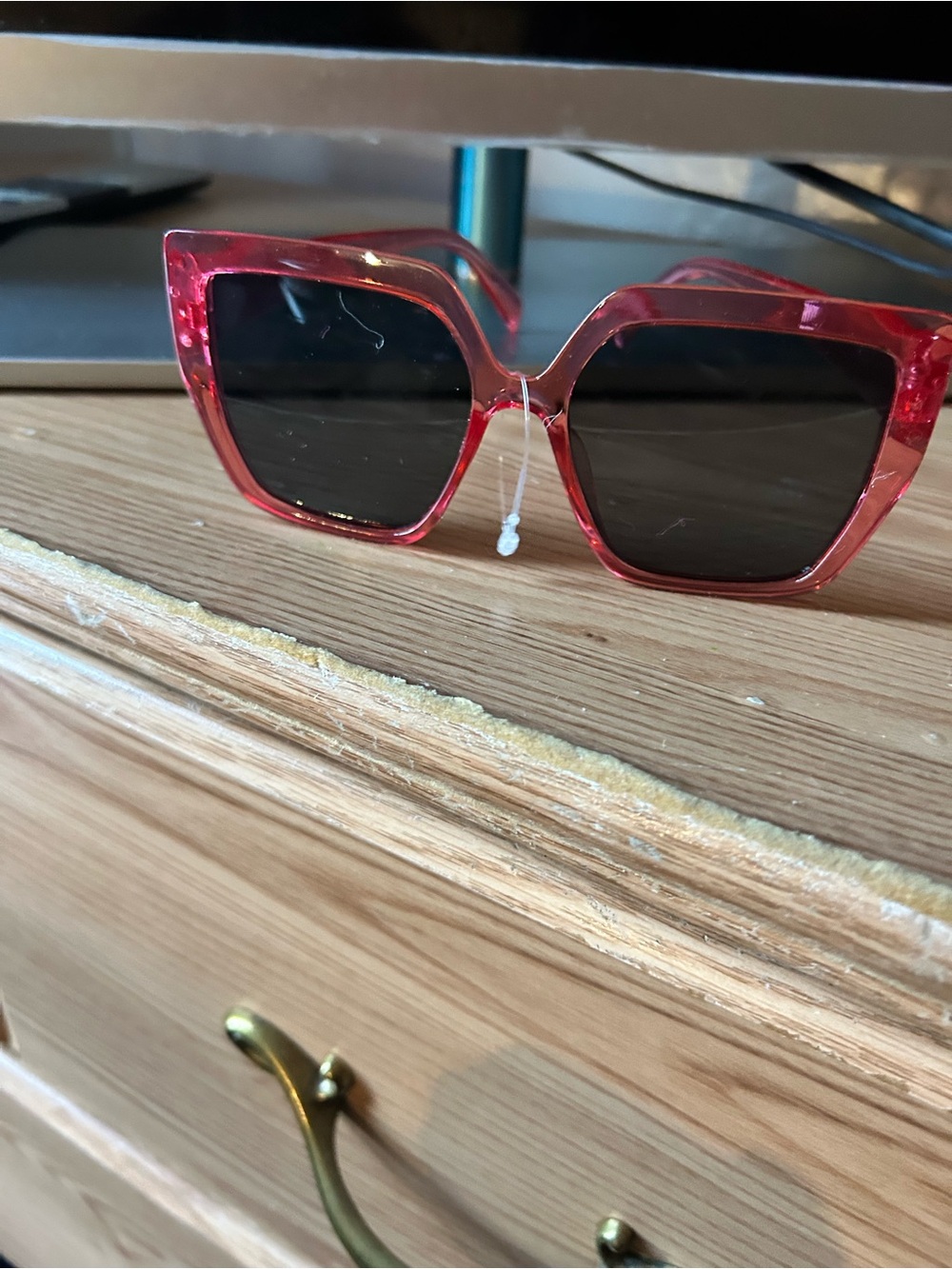 Rainbow Red Oversized Square Sunglasses for Men